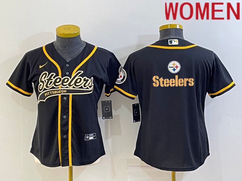 Women Pittsburgh Steelers Blank Black 2022 Nike Co branded NFL Jerseys